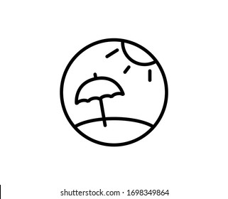 Strandflache Ikone. Leuchtende Zeichen für Design-Logo, Visitenkarte usw. Einmaliges, qualitativ hochwertiges Umrisssymbol für Webdesign oder mobile App. Piktogramm für die Umrisse des Strandes.