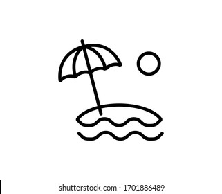 Beach flat icon. Thin line signs for design logo, visit card, etc. Single high-quality outline symbol for web design or mobile app. Beach outline pictogram.