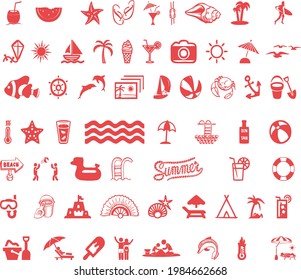 Beach flat icons collection set
