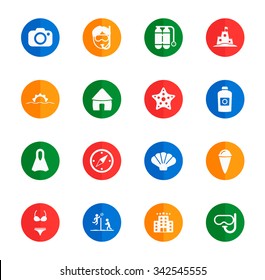 Beach flat icons for media