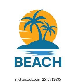 beach flat minimalist logo design