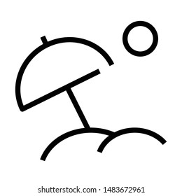 Beach flat vector line icon