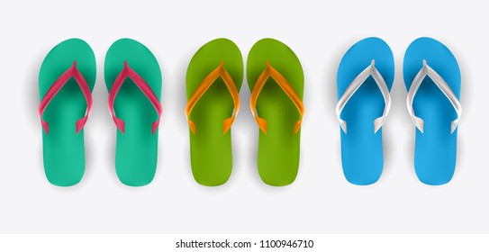 Beach Flip Flop Collection Set Vector Illustration EPS10