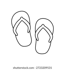 Dibujos para colorear de Chanclas de playa para niños. Chanclas de playa de rastros y colores. Divertida página para colorear imprimible para niños actividad. Actividad de verano. Playa Flip Flops Vector de dibujos animados. Sandalias elemento de arte de Clip. 