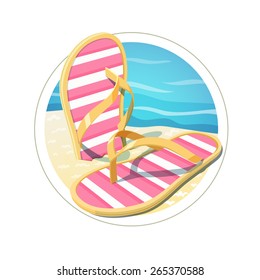 Beach flip flops. Eps10 vector illustration. Isolated on white background