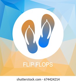 Beach flip flops isolated on polygonal background. Design elements for banners or flyers.