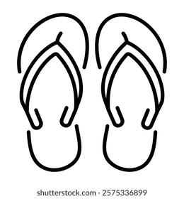 Beach flip flops line style icon