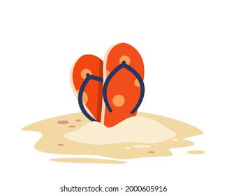 Beach flip flops on sand. Eps10 vector illustration. Isolated on white background
