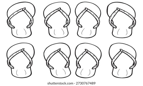 Strand Flip Flops Draufsicht Linie Kunst Illustration