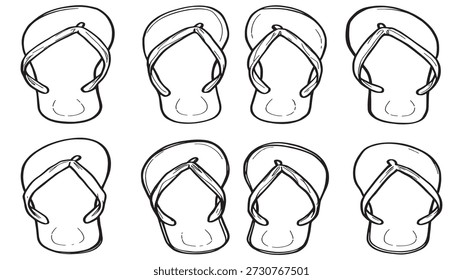 Chanclas de playa Top View Line Art Minimal