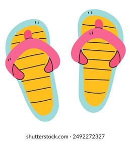 Beach flip flops vector isolated illustration.