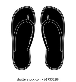 Beach flip flops.Summer rest single icon in black style vector symbol stock illustration.