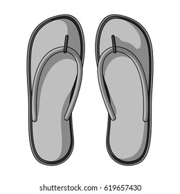 Beach flip flops.Summer rest single icon in monochrome style vector symbol stock illustration.