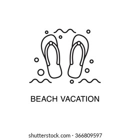 Beach flip-flop line art icon. Summer vacation illustration