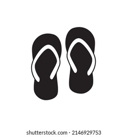 Beach flipflops footwear icon in black flat glyph, filled style isolated on white background