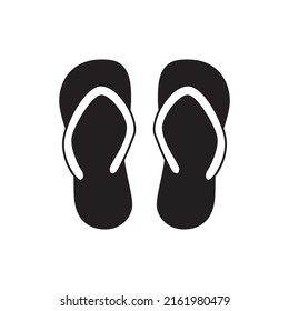 Beach flipflops footwear icon in black flat glyph, filled style isolated on white background