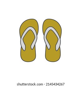 Beach flipflops footwear icon in color icon, isolated on white background 