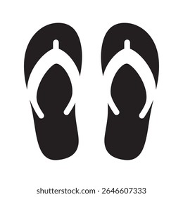 Beach flip-flops icon representing casual summer footwear for a holiday vacation and relaxing comfortable sandal for warm weather vector solid glyph icon