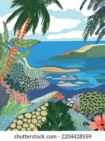 Ilustración de flor de playa vectorial imagen magnífico paisaje abstracto