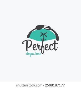 Design de logotipo de vetor de comida de praia