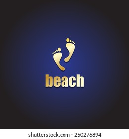 Beach - Foot Direction - Isolated On Blue Background - Vector Illustration, Graphic Design, Editable For Your Design 