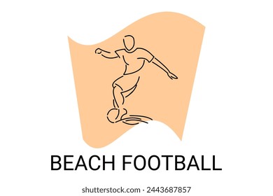 Beach football sport vector line icon. sportman, playing beach football. sport pictogram illustration.