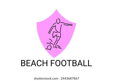 Beach football sport vector line icon. sportman, playing beach football. sport pictogram illustration.