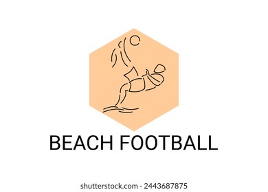 Beach football sport vector line icon. sportman, playing beach football. sport pictogram illustration.