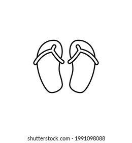 Beach footwear, sandals icon in flat black line style, isolated on white background 