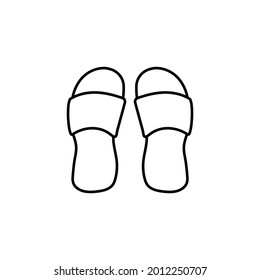 Beach footwear, sandals icon in flat black line style, isolated on white background 