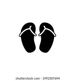 Beach footwear, sandals icon in solid black flat shape glyph icon, isolated on white background 