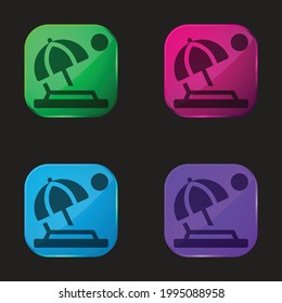 Beach four color glass button icon