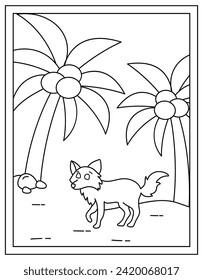 Vector de la página de color editable a mano de Beach fox