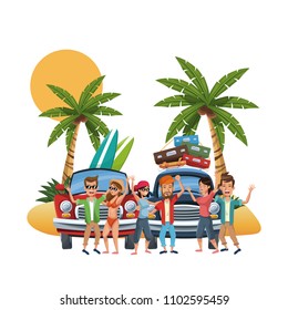 Beach and friends cartoons