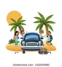 Beach and friends cartoons