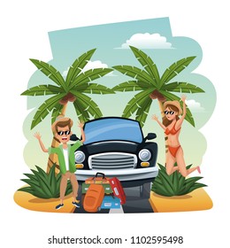 Beach Friends Cartoons Stock Vector (Royalty Free) 1102564865