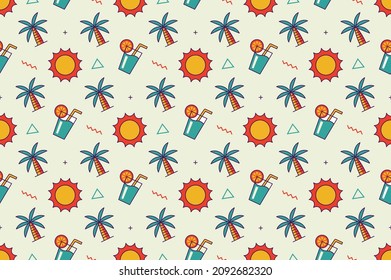 Beach fun cartoon seamless pattern design