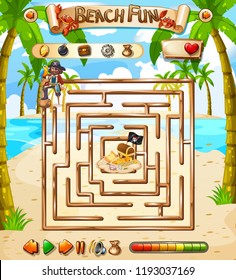 Spielvorlage für Beach-Fun-Labyrinthe-Spiele