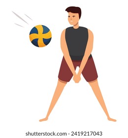 Beach fun play icon cartoon vector. Team sport. Beach volleyball