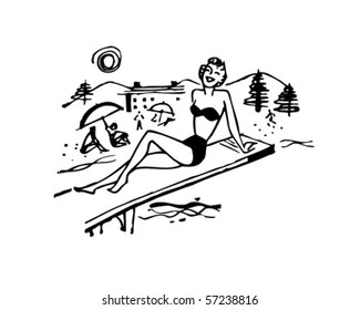 Beach Gal - Retro Clip Art