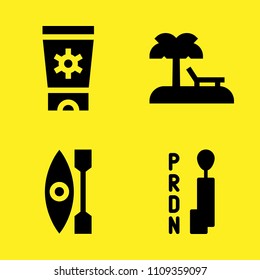 beach, gearbox, kayak and sun cream vector icon set. Sample icons set for web and graphic design