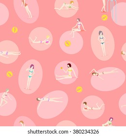 Beach girl seamless pattern
