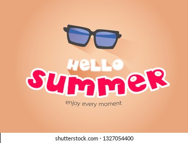 The beach with glasses and a summer message-vector