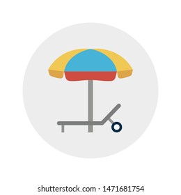 beach glyph flat vector icon