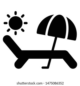 beach glyph flat vector icon