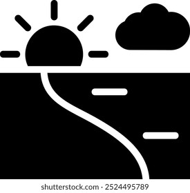 beach glyph icon illustration vector