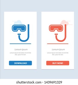 Beach, Goggles, Snorkeling, Underwater  Blue and Red Download and Buy Now web Widget Card Template