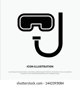 Beach, Goggles, Snorkeling, Underwater solid Glyph Icon vector