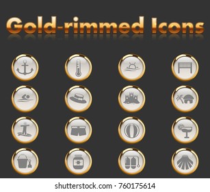 beach gold-rimmed icons for your creative ideas