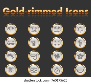 beach gold-rimmed icons for your creative ideas